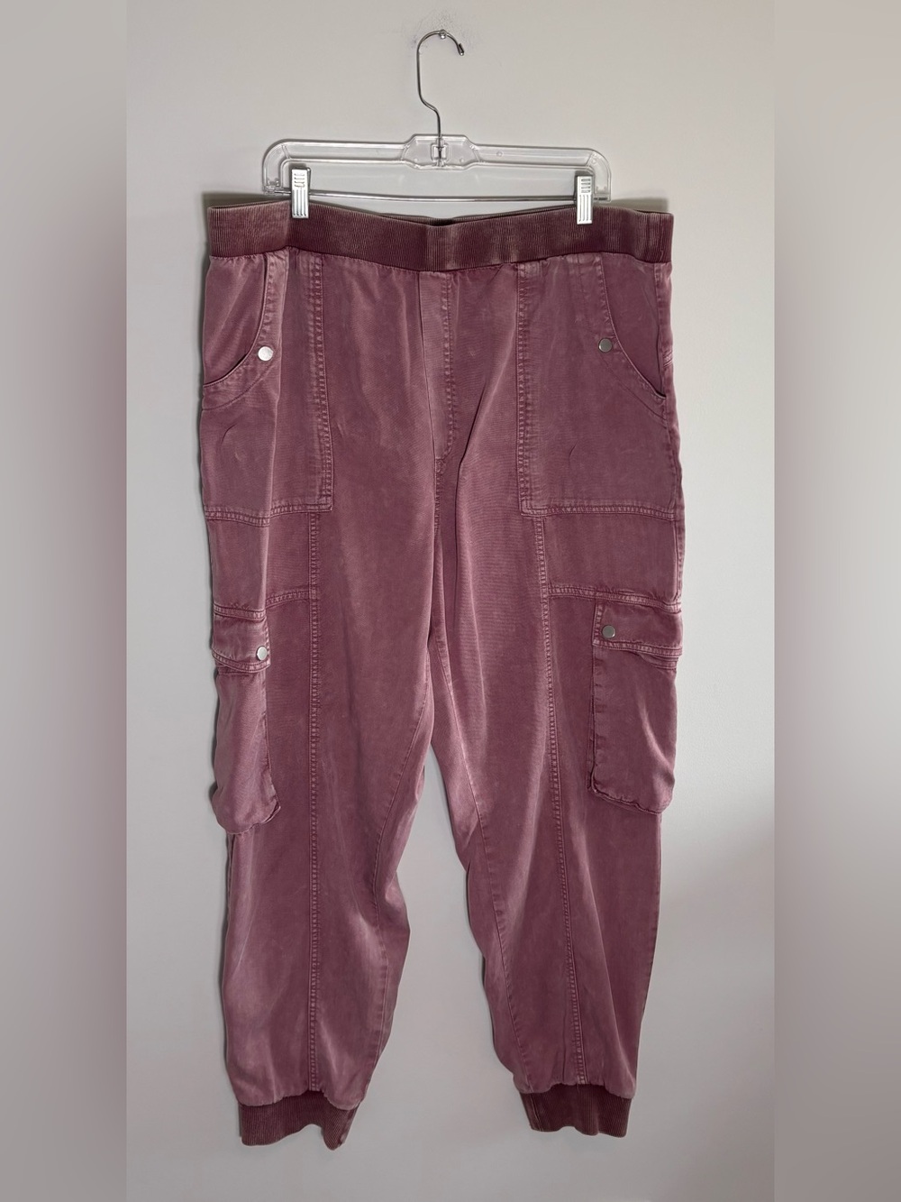 Women's Mauve Cargo Joggers with Elastic Waist